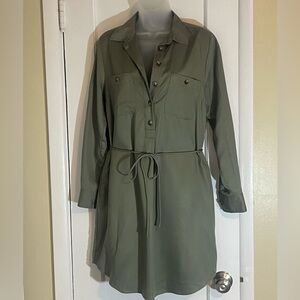 LOFT Sage Green Shirt Dress